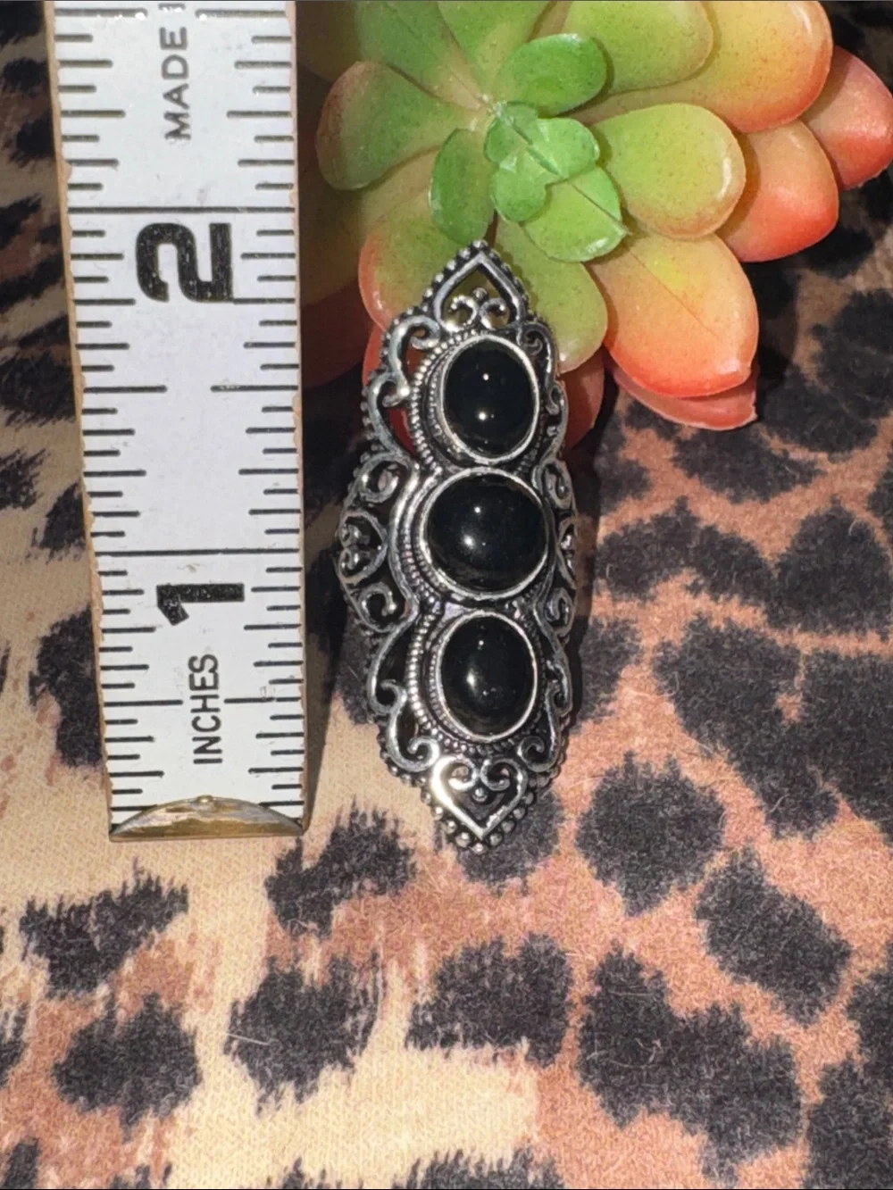 Huge Silver Onyx Ring
